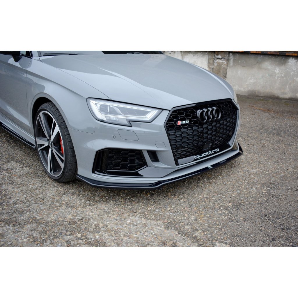 Maxton Design spoiler pod přední nárazník ver.2 pro Audi RS3 8V Facelift, černý lesklý plast ABS, Sedan