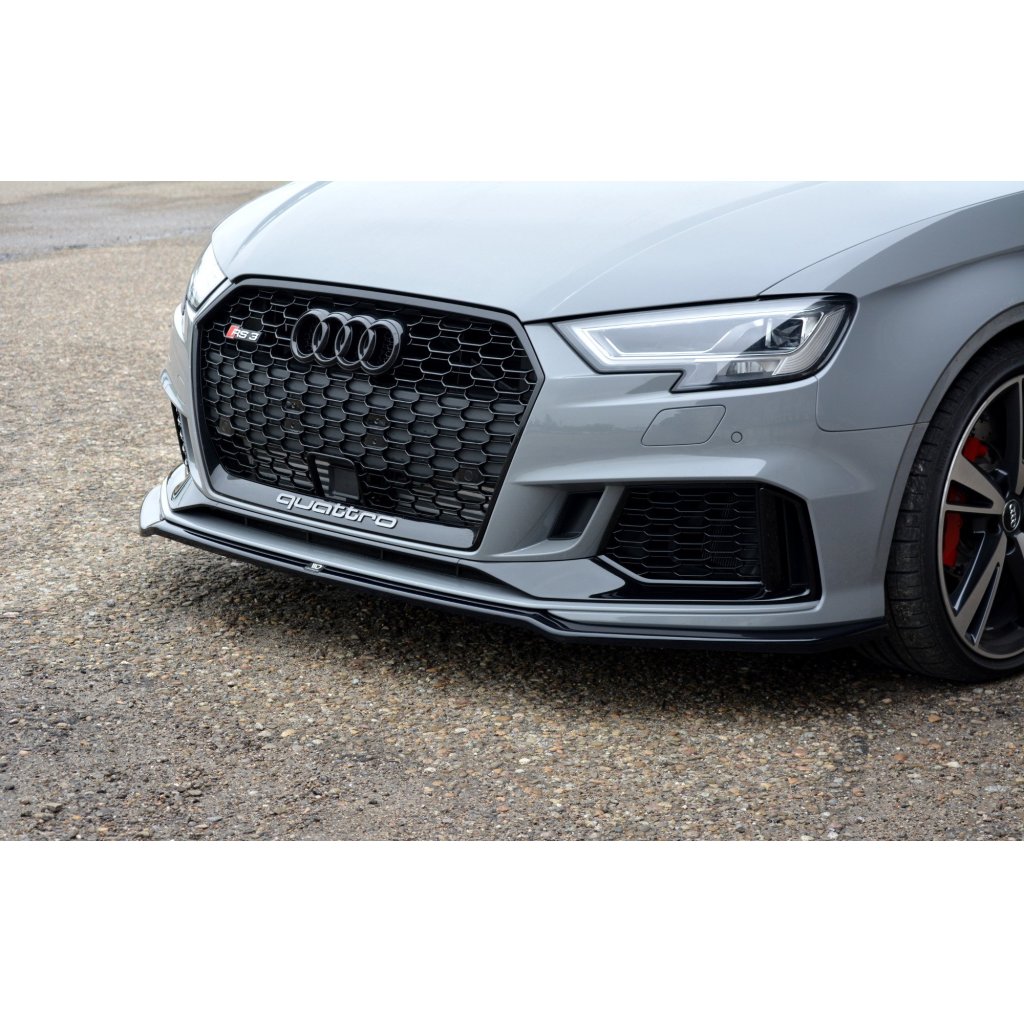 Maxton Design spoiler pod přední nárazník ver.2 pro Audi RS3 8V Facelift, černý lesklý plast ABS, Sedan