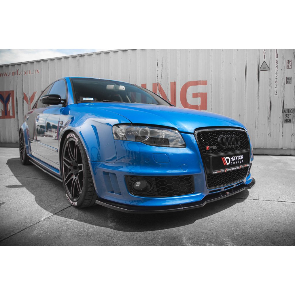 Maxton Design spoiler pod přední nárazník ver.2 pro Audi RS4 B7, černý lesklý plast ABS