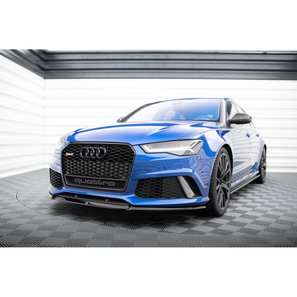 Maxton Design spoiler pod přední nárazník ver.2 pro Audi RS6 C7 Facelift, černý lesklý plast ABS