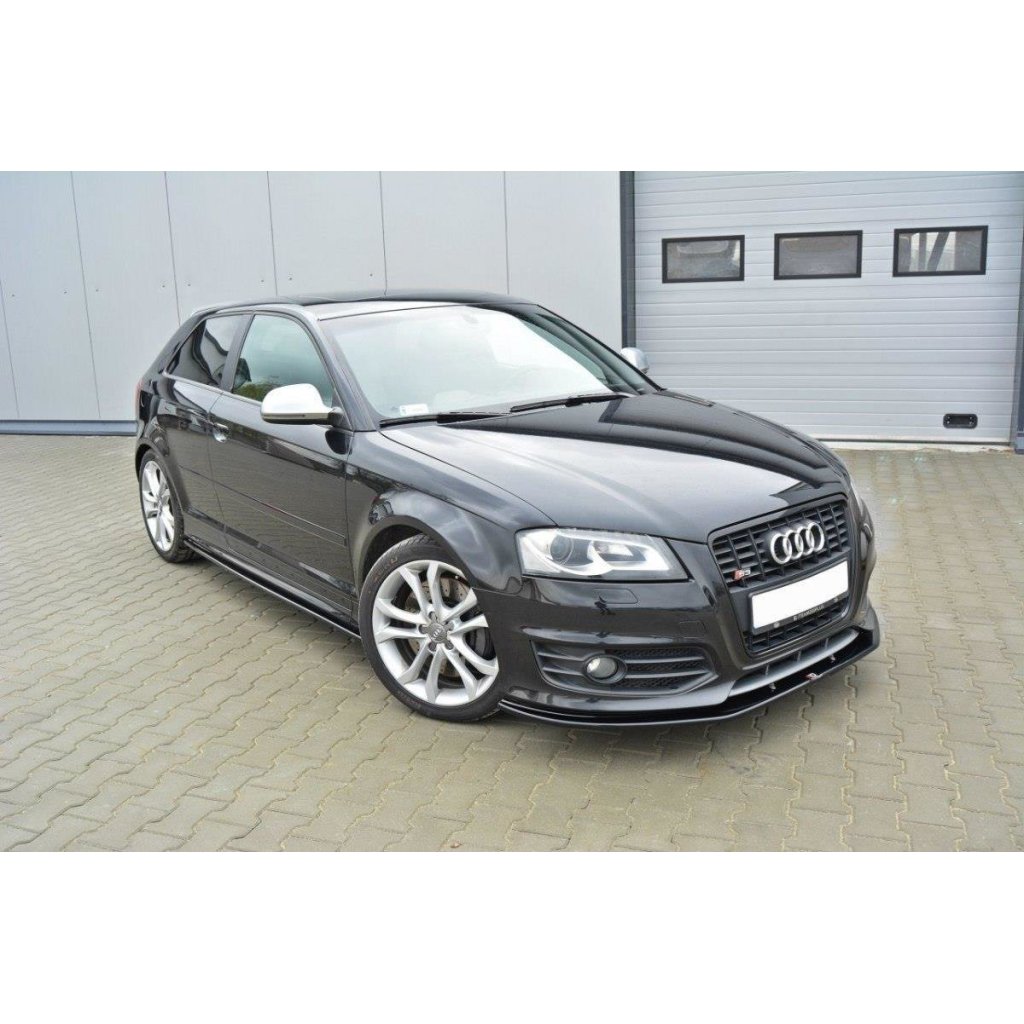 Maxton Design spoiler pod přední nárazník ver.2 pro Audi S3 8P Facelift, černý lesklý plast ABS