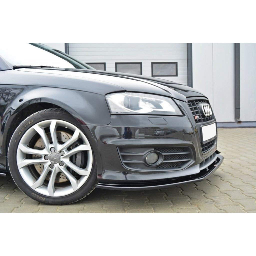 Maxton Design spoiler pod přední nárazník ver.2 pro Audi S3 8P Facelift, černý lesklý plast ABS