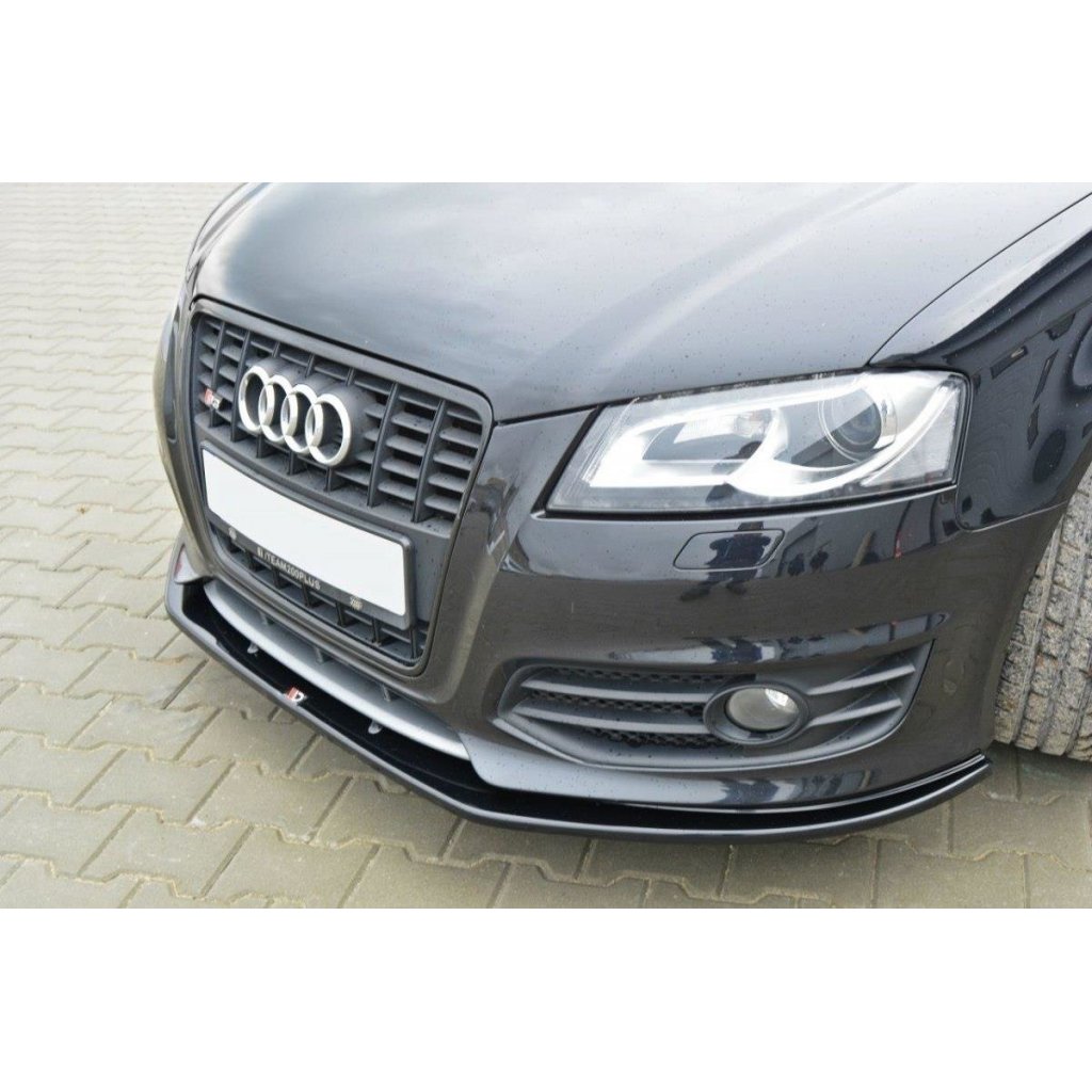 Maxton Design spoiler pod přední nárazník ver.2 pro Audi S3 8P Facelift, černý lesklý plast ABS