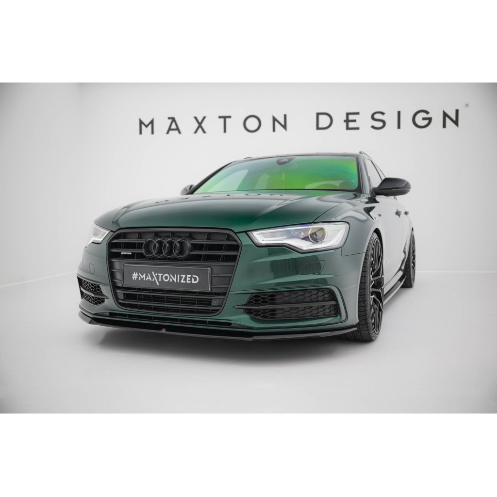Maxton Design spoiler pod přední nárazník ver.2 pro Audi S6 C7, černý lesklý plast ABS