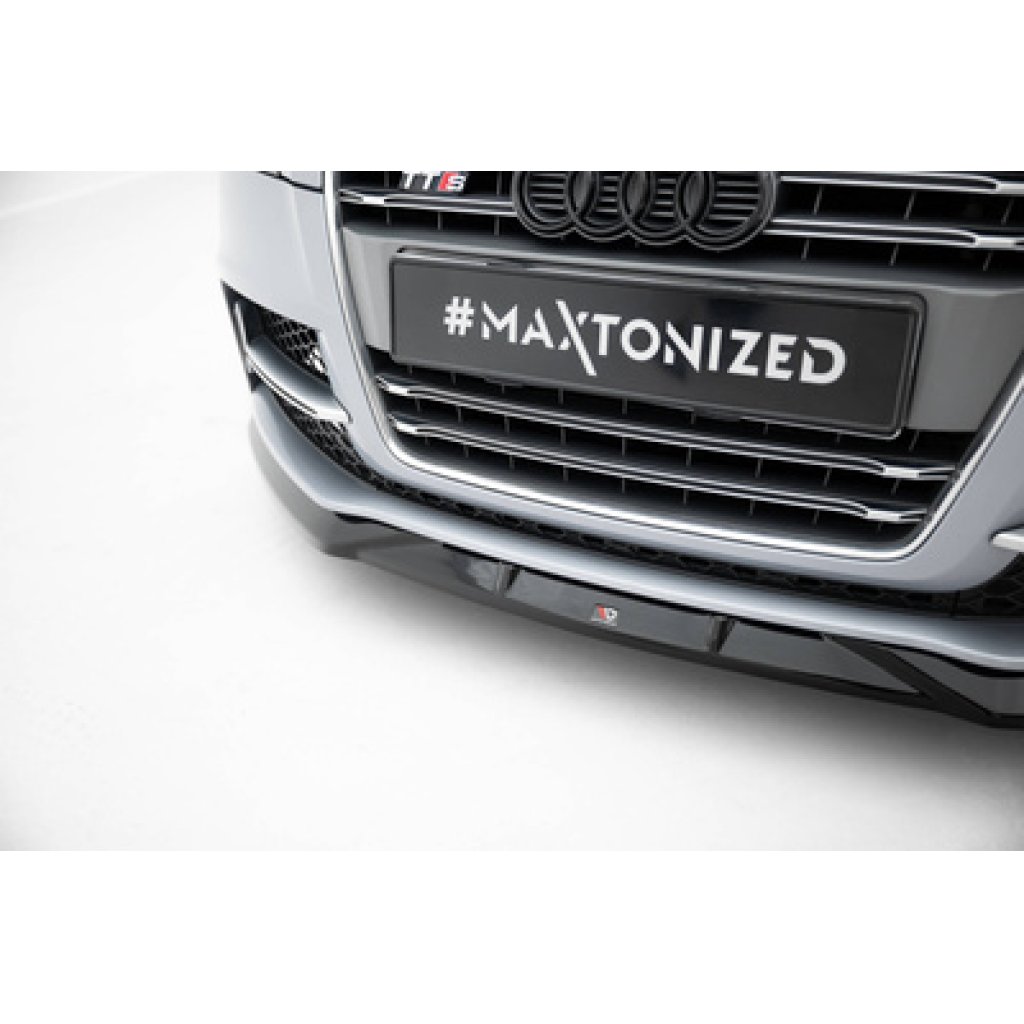 Maxton Design spoiler pod přední nárazník ver.2 pro Audi TT 8J Facelift, černý lesklý plast ABS, S-Line