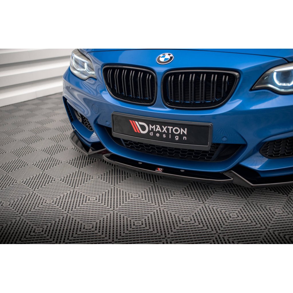 Maxton Design spoiler pod přední nárazník ver.2 pro BMW řada 2 F22, černý lesklý plast ABS, M-pack
