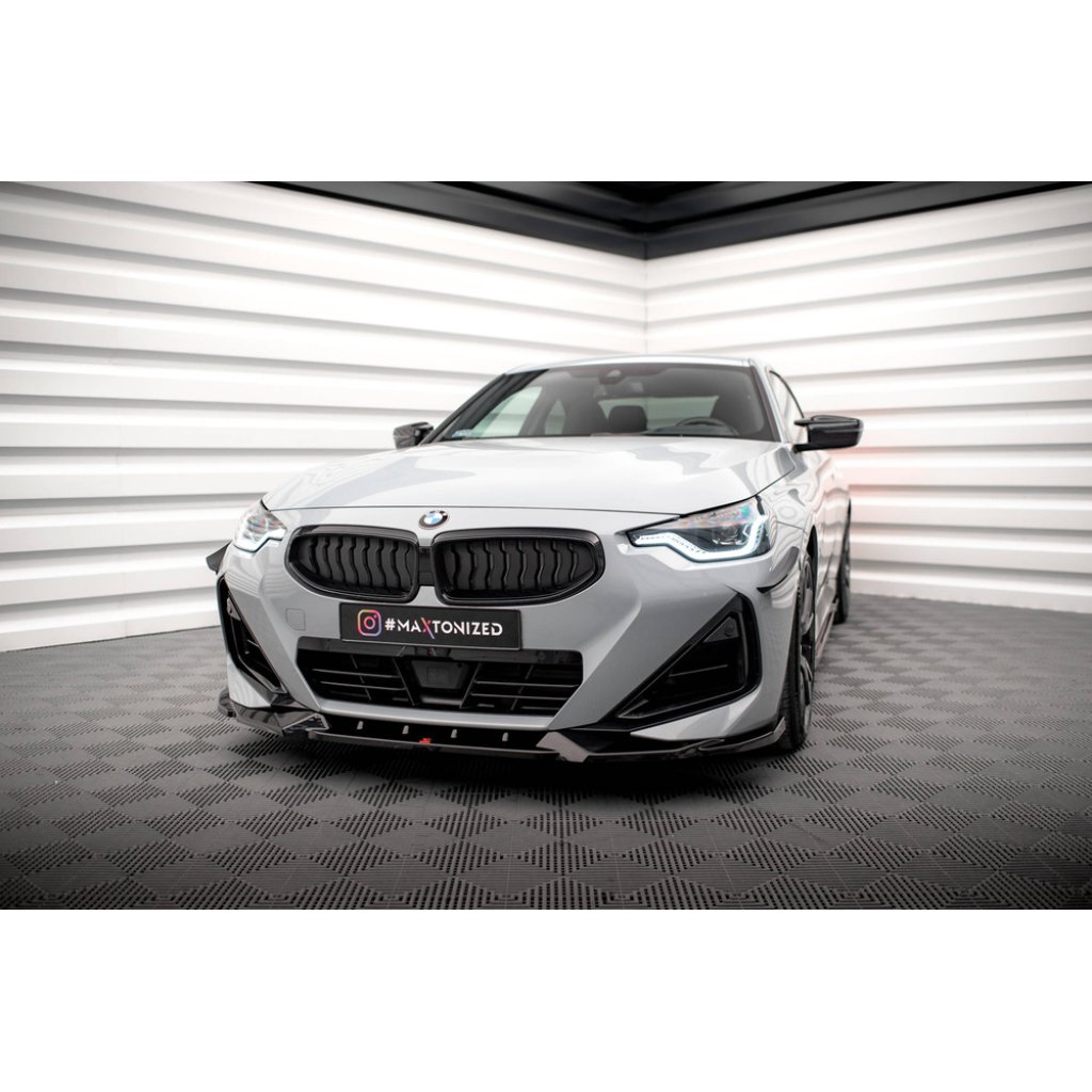 Maxton Design spoiler pod přední nárazník ver.2 pro BMW řada 2 G42 M240i, G42 M-Pack, černý lesklý plast ABS