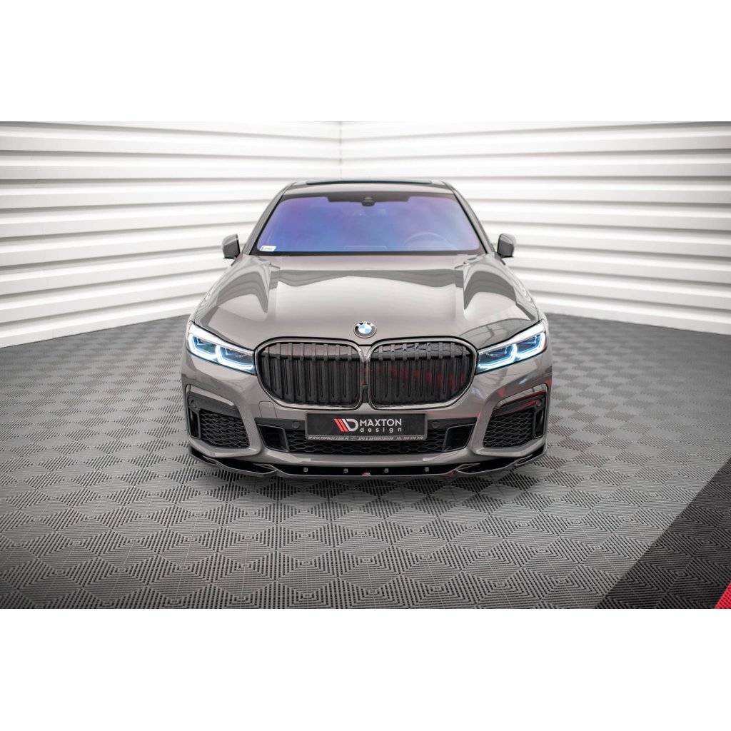 Maxton Design spoiler pod přední nárazník ver.2 pro BMW řada 7 G11 Facelift M-Pack, černý lesklý plast ABS