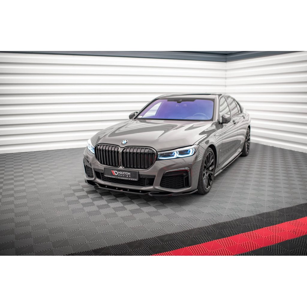 Maxton Design spoiler pod přední nárazník ver.2 pro BMW řada 7 G11 Facelift M-Pack, černý lesklý plast ABS