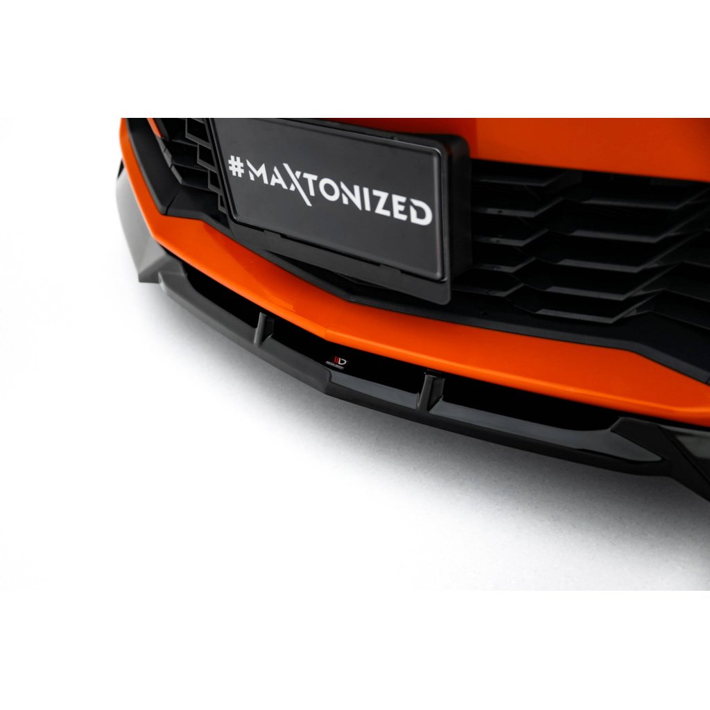 Maxton Design spoiler pod přední nárazník ver.2 pro Chevrolet Camaro SS Mk6 Facelift, černý lesklý plast ABS