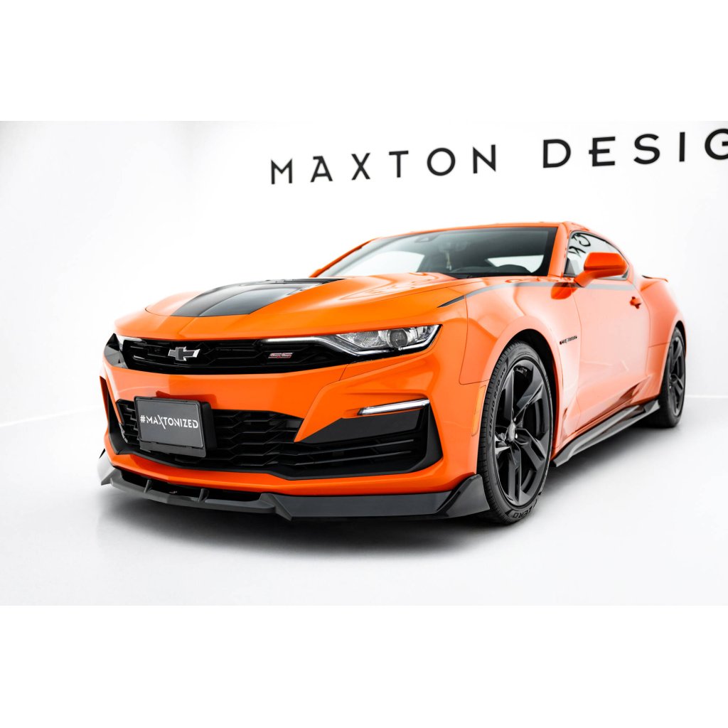 Maxton Design spoiler pod přední nárazník ver.2 pro Chevrolet Camaro SS Mk6 Facelift, černý lesklý plast ABS