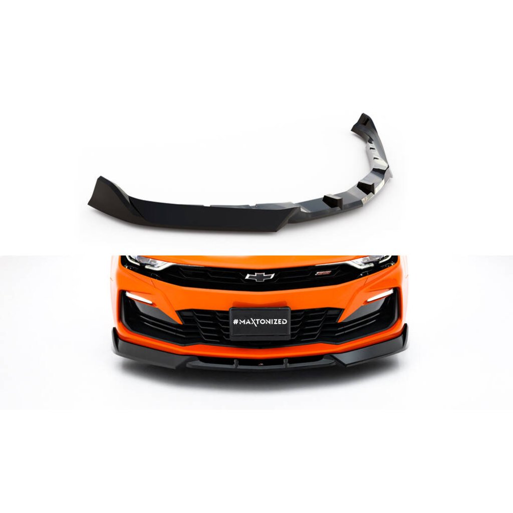 Maxton Design spoiler pod přední nárazník ver.2 pro Chevrolet Camaro SS Mk6 Facelift, černý lesklý plast ABS