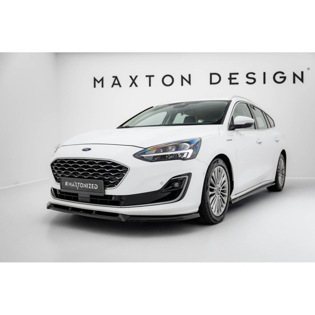Maxton Design spoiler pod přední nárazník ver.2 pro Ford Focus Mk4, černý lesklý plast ABS, Vignale, Estate/Hatchback