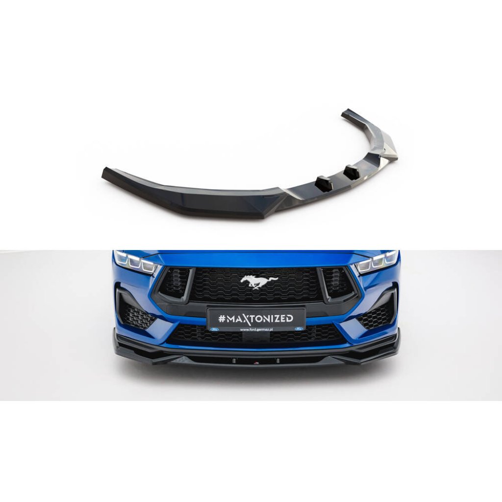 Maxton Design spoiler pod přední nárazník ver.2 pro Ford Mustang Mk7 GT, černý lesklý plast ABS