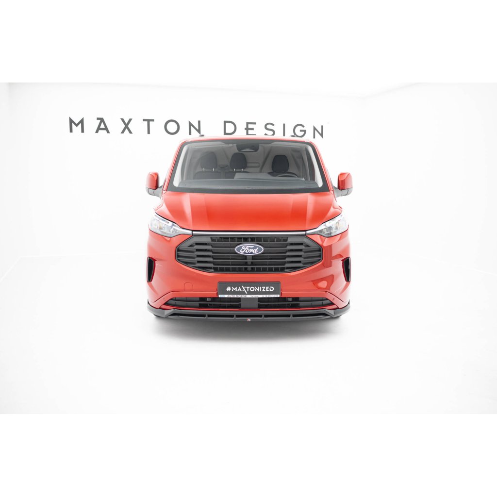Maxton Design spoiler pod přední nárazník ver.2 pro Ford Transit Custom Mk2, černý lesklý plast ABS