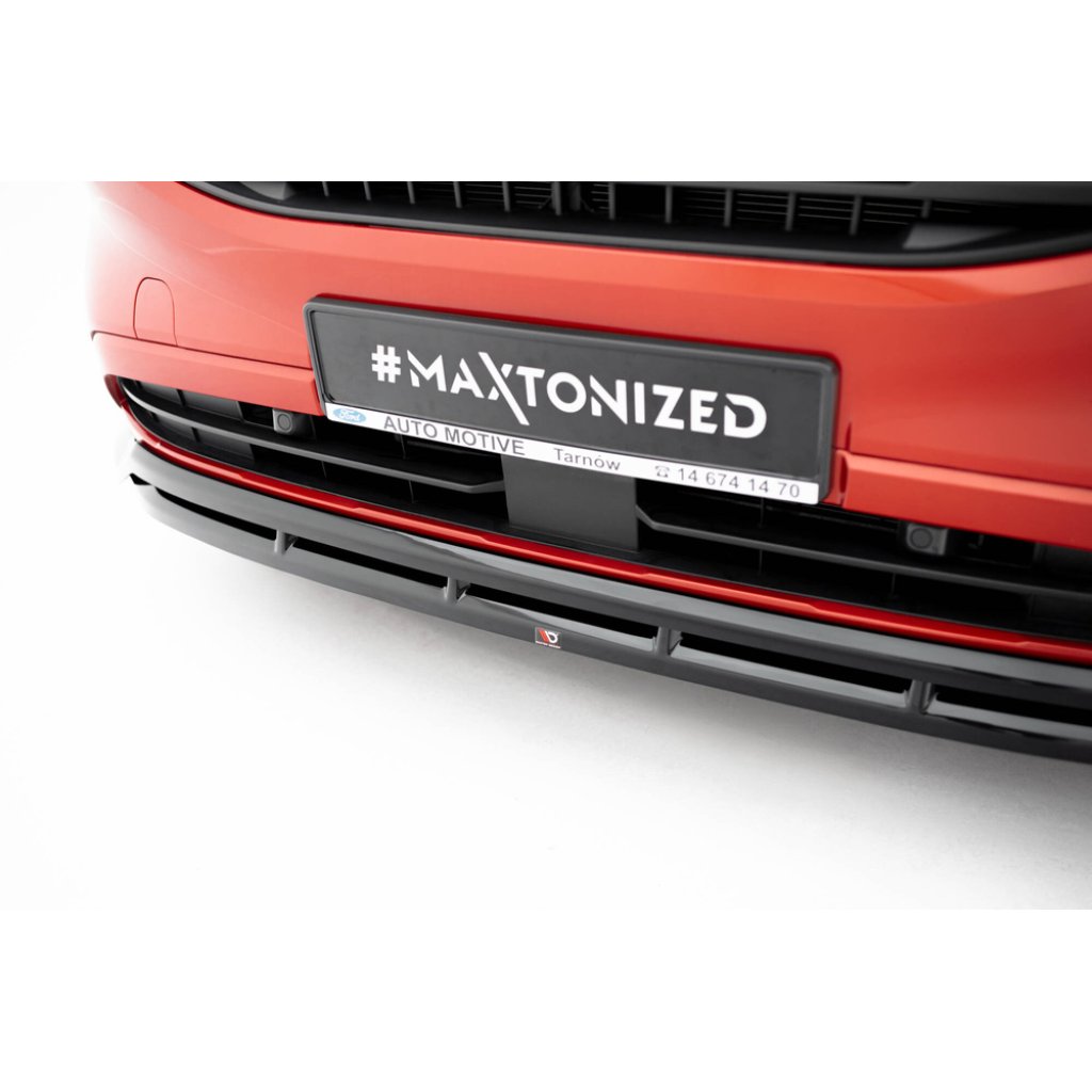 Maxton Design spoiler pod přední nárazník ver.2 pro Ford Transit Custom Mk2, černý lesklý plast ABS