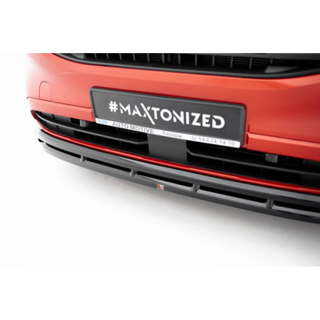 Maxton Design spoiler pod přední nárazník ver.2 pro Ford Transit Custom Mk2, černý lesklý plast ABS