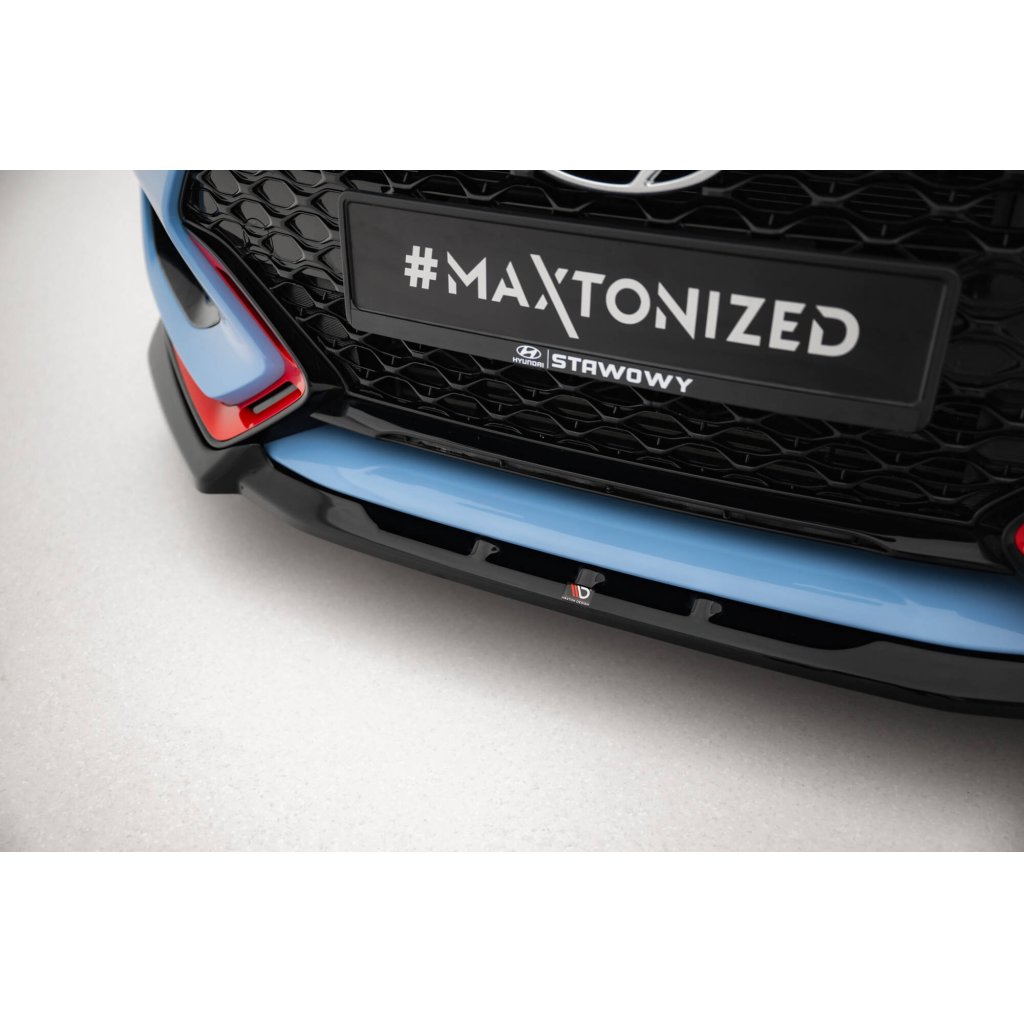 Maxton Design spoiler pod přední nárazník ver.2 pro Hyundai Veloster N Mk2, černý lesklý plast ABS