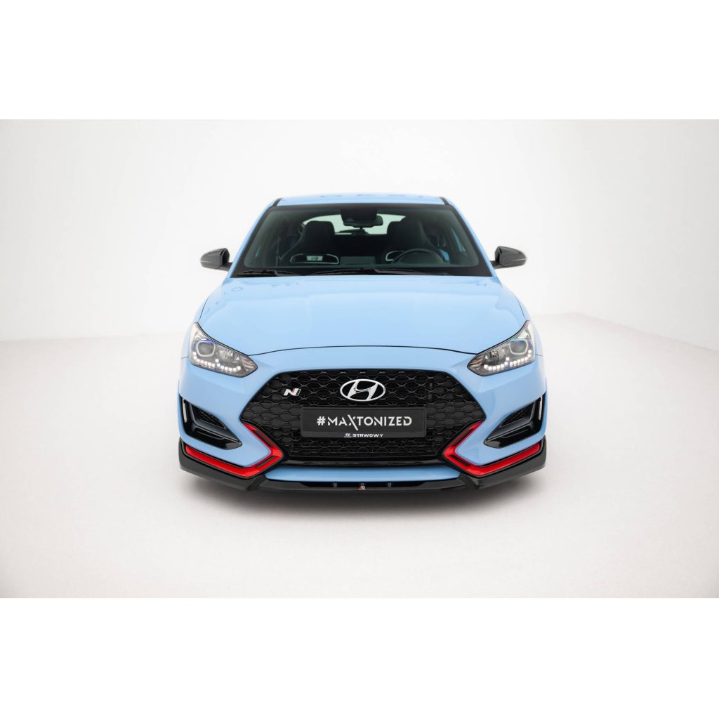 Maxton Design spoiler pod přední nárazník ver.2 pro Hyundai Veloster N Mk2, černý lesklý plast ABS
