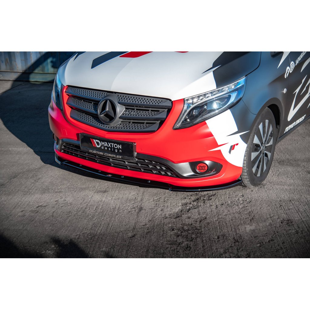 Maxton Design spoiler pod přední nárazník ver.2 pro Mercedes Vito W447 Facelift, černý lesklý plast ABS
