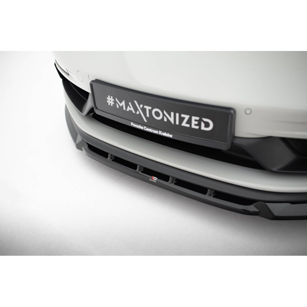 Maxton Design spoiler pod přední nárazník ver.2 pro Porsche Cayman 982c, černý lesklý plast ABS, 718 GTS