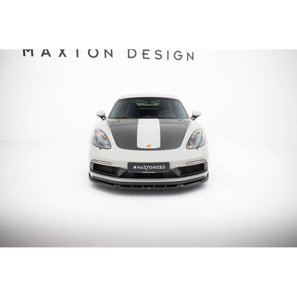 Maxton Design spoiler pod přední nárazník ver.2 pro Porsche Cayman 982c, černý lesklý plast ABS, 718 GTS