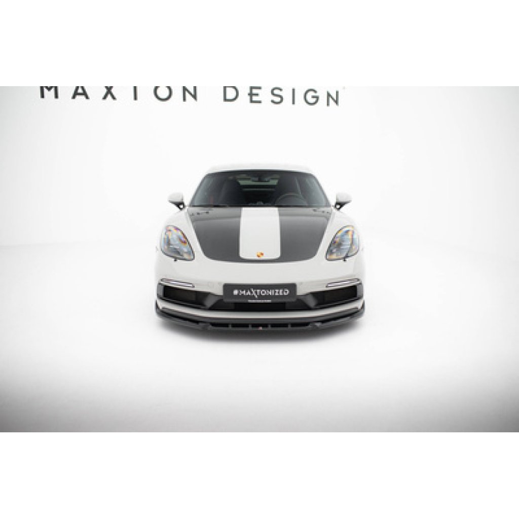 Maxton Design spoiler pod přední nárazník ver.2 pro Porsche Cayman 982c, černý lesklý plast ABS, 718 GTS