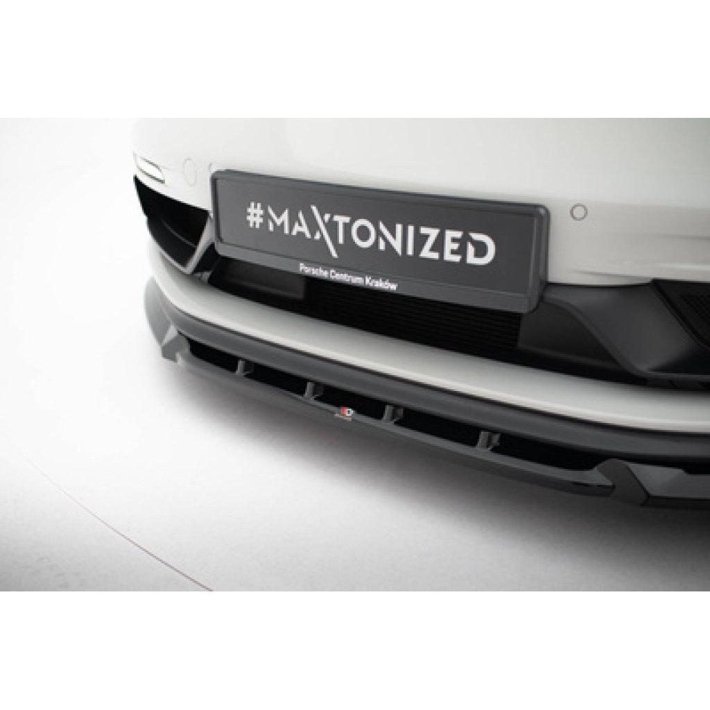 Maxton Design spoiler pod přední nárazník ver.2 pro Porsche Cayman 982c, černý lesklý plast ABS, 718 GTS