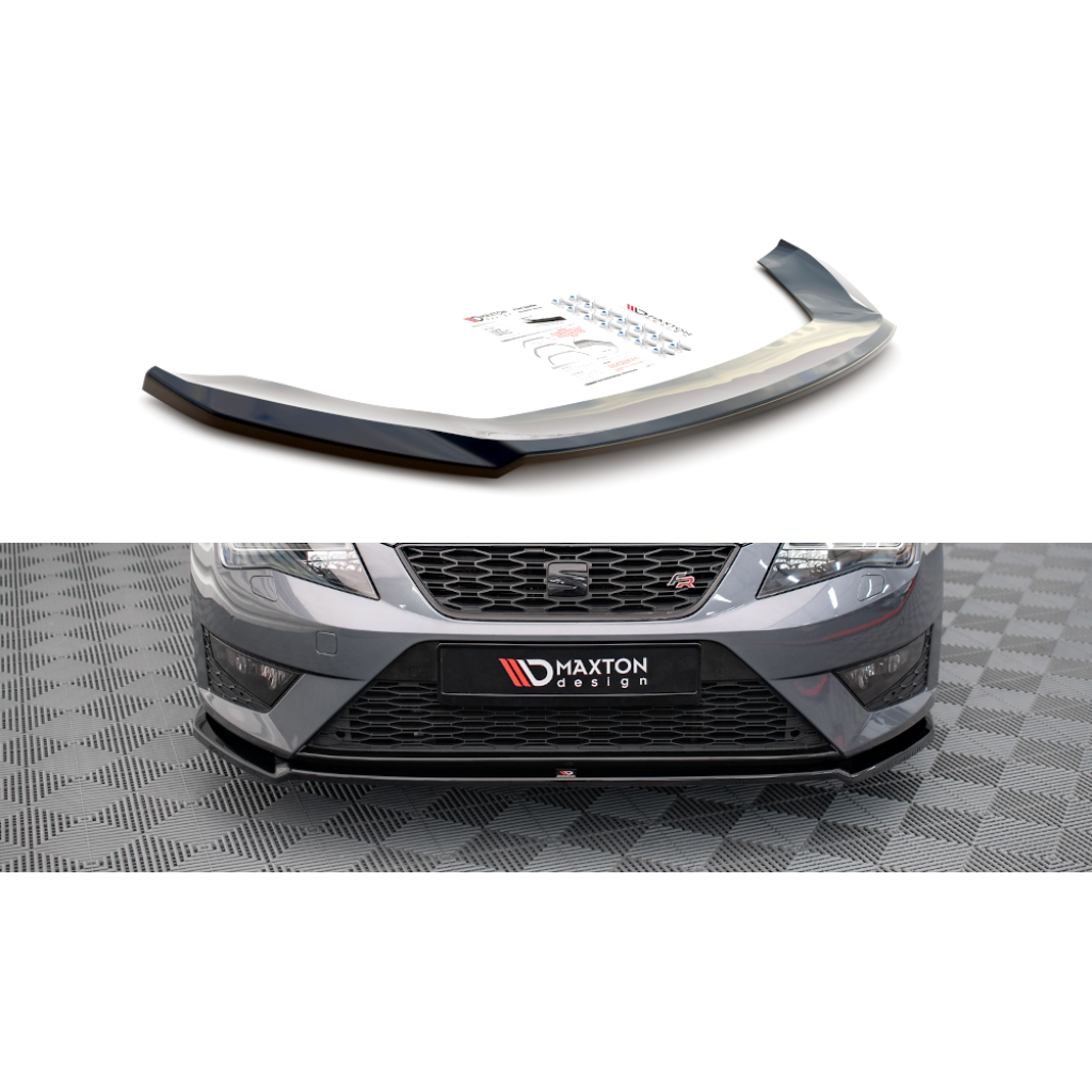 Maxton Design spoiler pod přední nárazník ver.2 pro Seat Leon Cupra Mk3, černý lesklý plast ABS