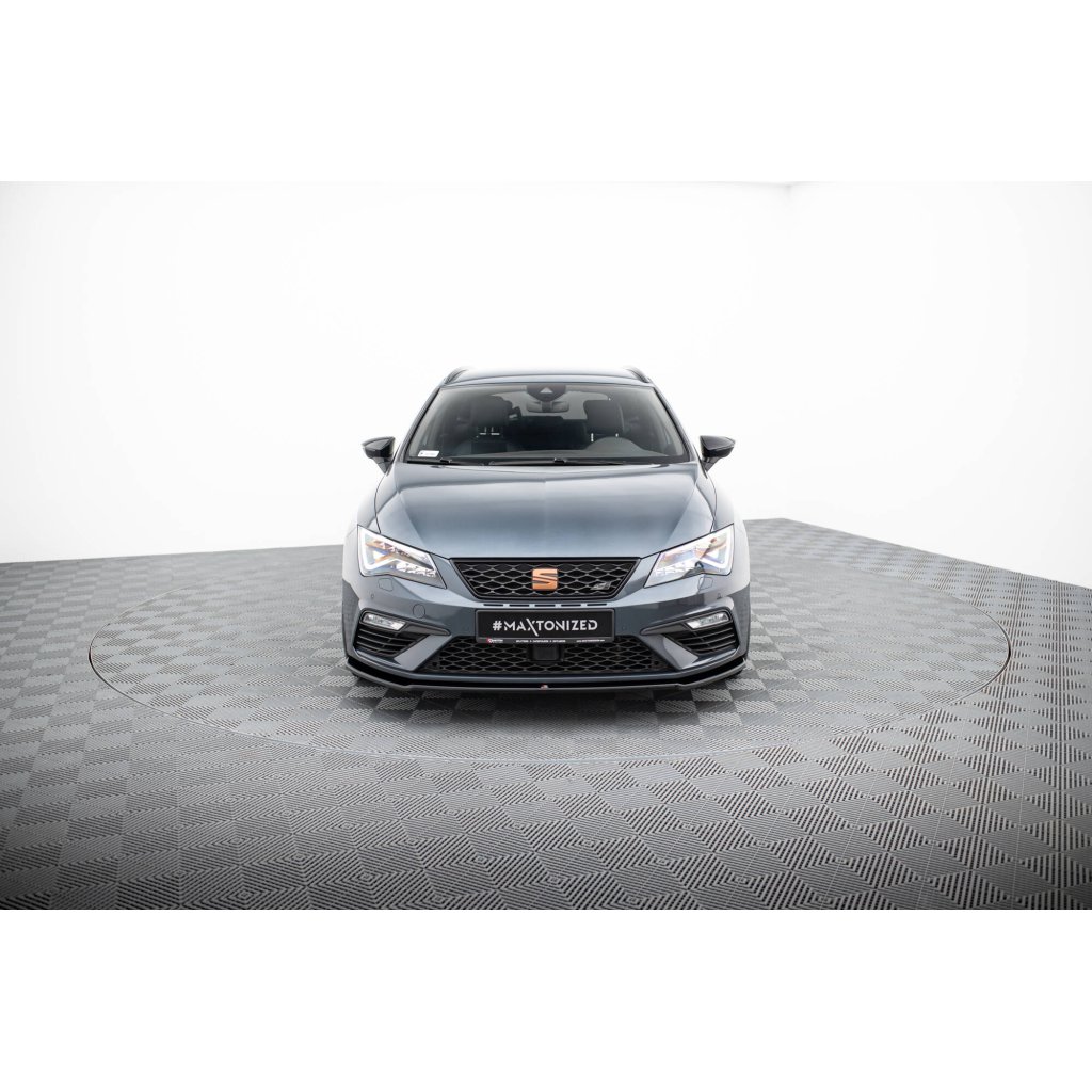 Maxton Design spoiler pod přední nárazník ver.2 pro Seat Leon Cupra Mk3 Facelift, černý lesklý plast ABS