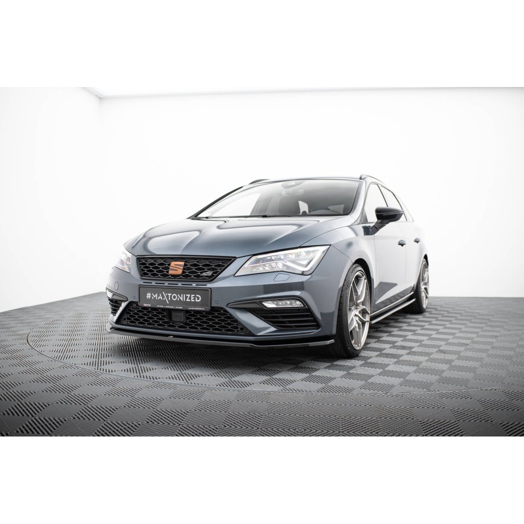 Maxton Design spoiler pod přední nárazník ver.2 pro Seat Leon Cupra Mk3 Facelift, černý lesklý plast ABS