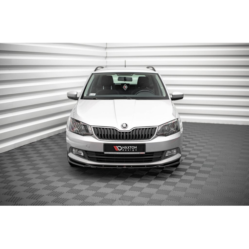 Maxton Design spoiler pod přední nárazník ver.2 pro Škoda Fabia Mk3, černý lesklý plast ABS