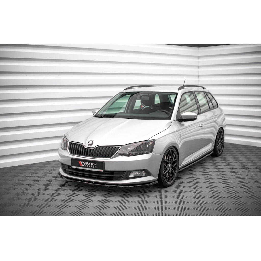 Maxton Design spoiler pod přední nárazník ver.2 pro Škoda Fabia Mk3, černý lesklý plast ABS