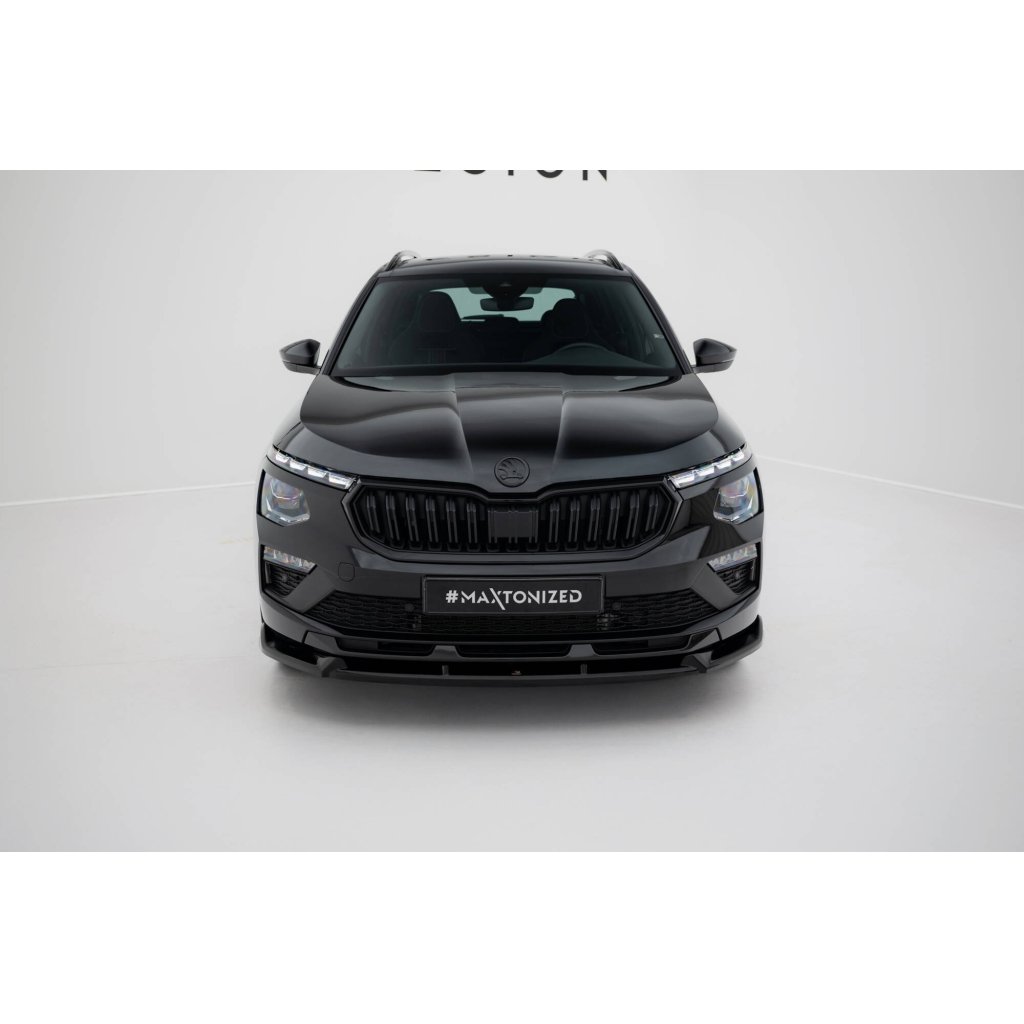 Maxton Design spoiler pod přední nárazník ver.2 pro Škoda Kamiq Mk1 Facelift, černý lesklý plast ABS, Monte Carlo