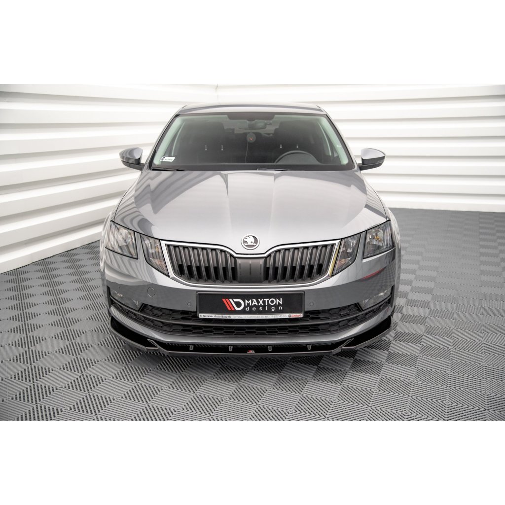 Maxton Design spoiler pod přední nárazník ver.2 pro Škoda Octavia Mk3 Facelift, černý lesklý plast ABS
