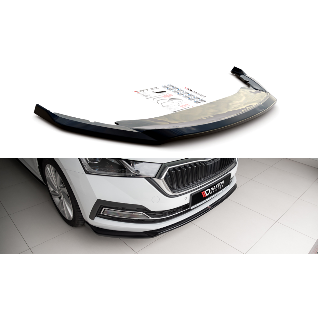 Maxton Design spoiler pod přední nárazník ver.2 pro Škoda Octavia Mk4, černý lesklý plast ABS