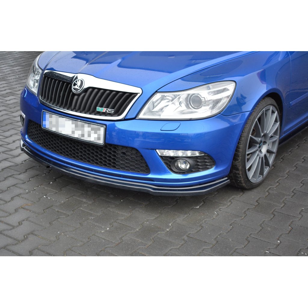 Maxton Design spoiler pod přední nárazník ver.2 pro Škoda Octavia RS Facelift Mk2 Facelift, černý lesklý plast ABS