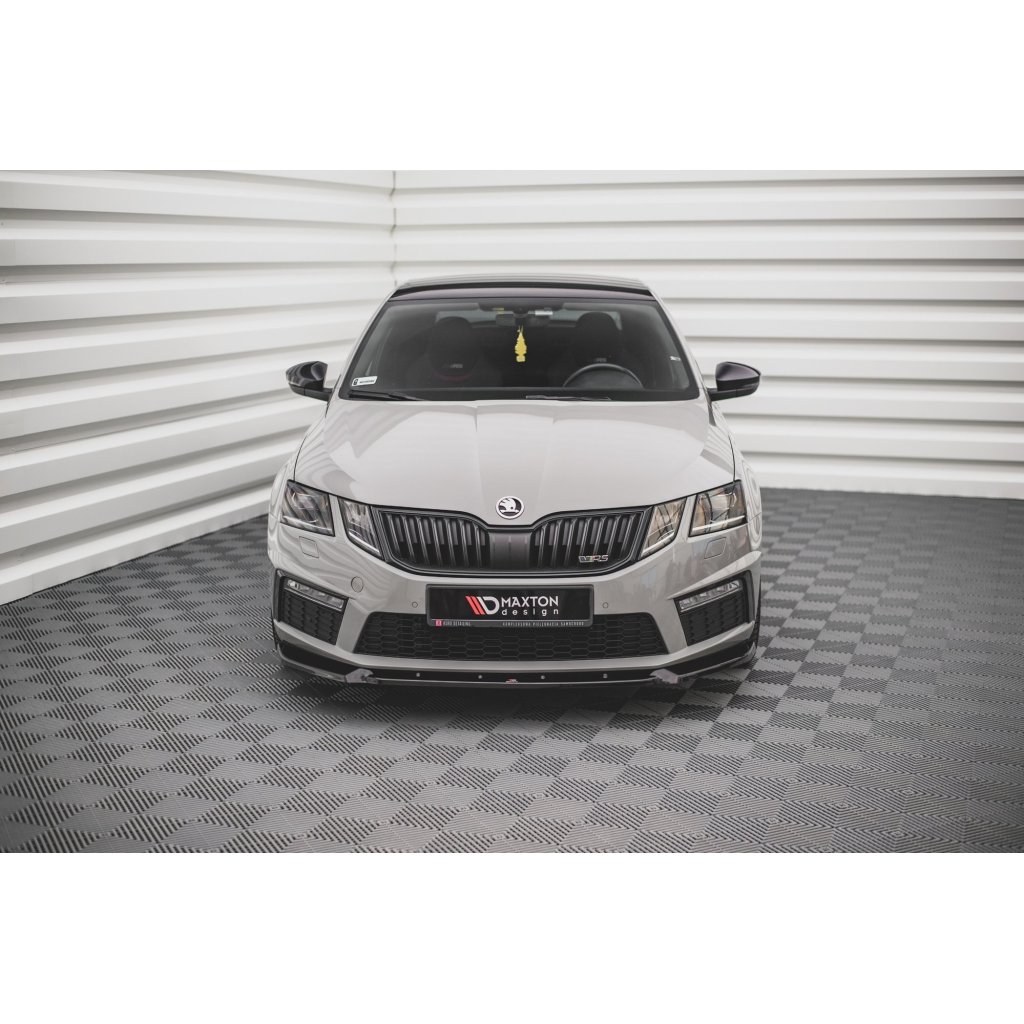 Maxton Design spoiler pod přední nárazník ver.2 pro Škoda Octavia RS Facelift Mk3, černý lesklý plast ABS