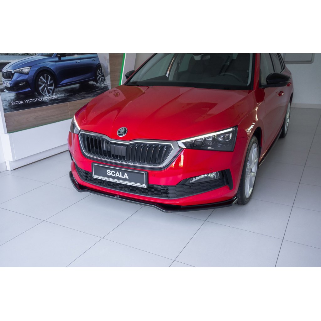 Maxton Design spoiler pod přední nárazník ver.2 pro Škoda Scala, černý lesklý plast ABS
