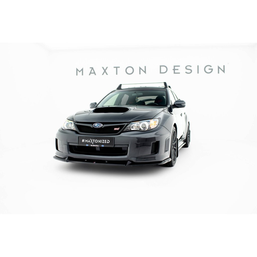 Maxton Design spoiler pod přední nárazník ver.2 pro Subaru Impreza WRX STi Mk3 Facelift, černý lesklý plast ABS