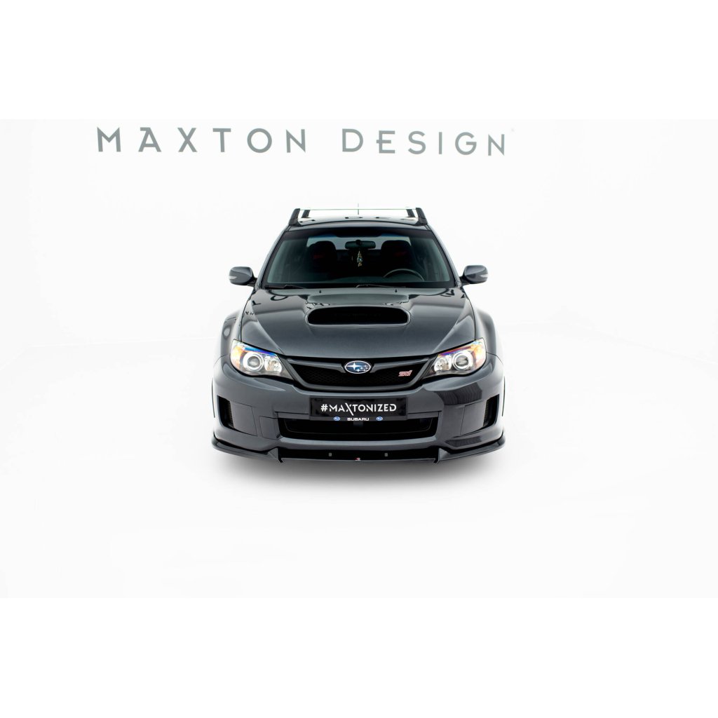 Maxton Design spoiler pod přední nárazník ver.2 pro Subaru Impreza WRX STi Mk3 Facelift, černý lesklý plast ABS
