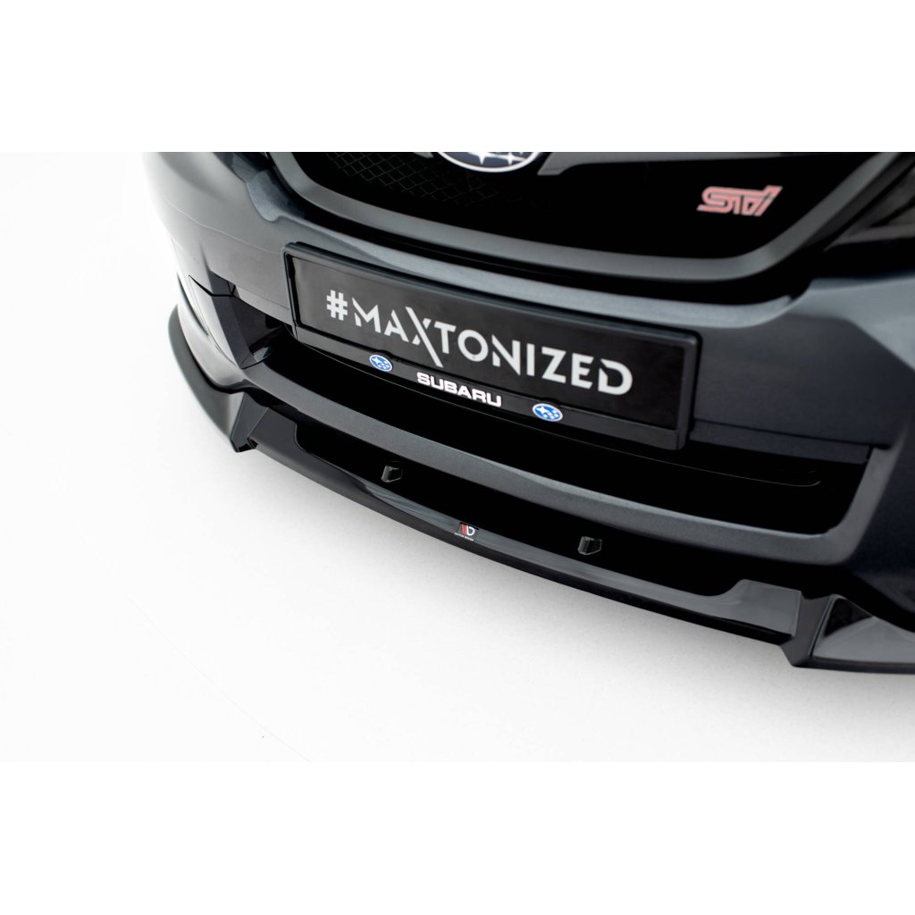 Maxton Design spoiler pod přední nárazník ver.2 pro Subaru Impreza WRX STi Mk3 Facelift, černý lesklý plast ABS