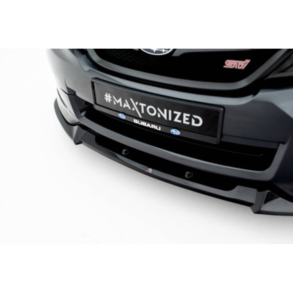 Maxton Design spoiler pod přední nárazník ver.2 pro Subaru Impreza WRX STi Mk3 Facelift, černý lesklý plast ABS