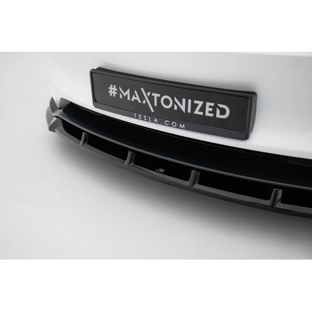 Maxton Design spoiler pod přední nárazník ver.2 pro Tesla Model 3 Mk1 Project Highland Facelift, černý lesklý plast ABS, Performance