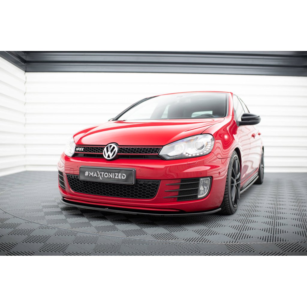 Maxton Design spoiler pod přední nárazník ver.2 pro Volkswagen Golf GTI Mk6, černý lesklý plast ABS