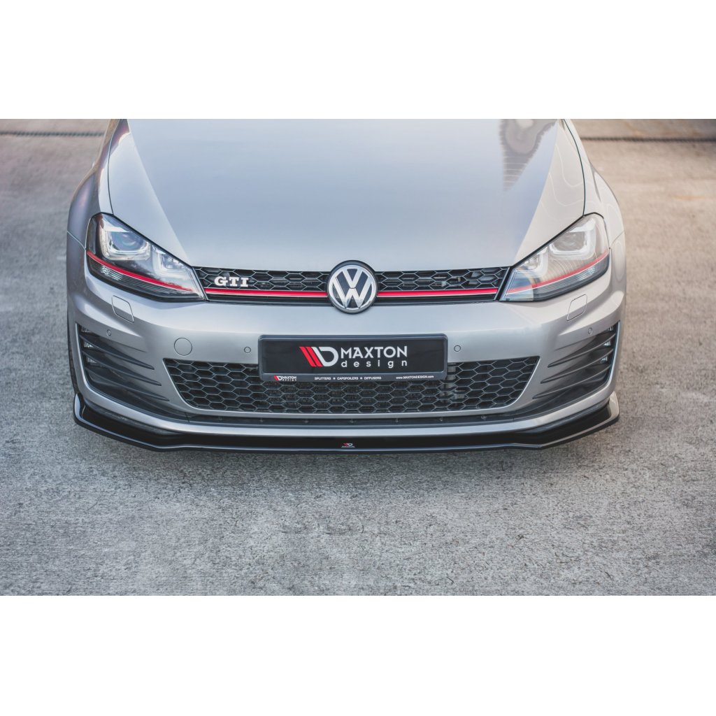 Maxton Design spoiler pod přední nárazník ver.2 pro Volkswagen Golf GTI Mk7, černý lesklý plast ABS