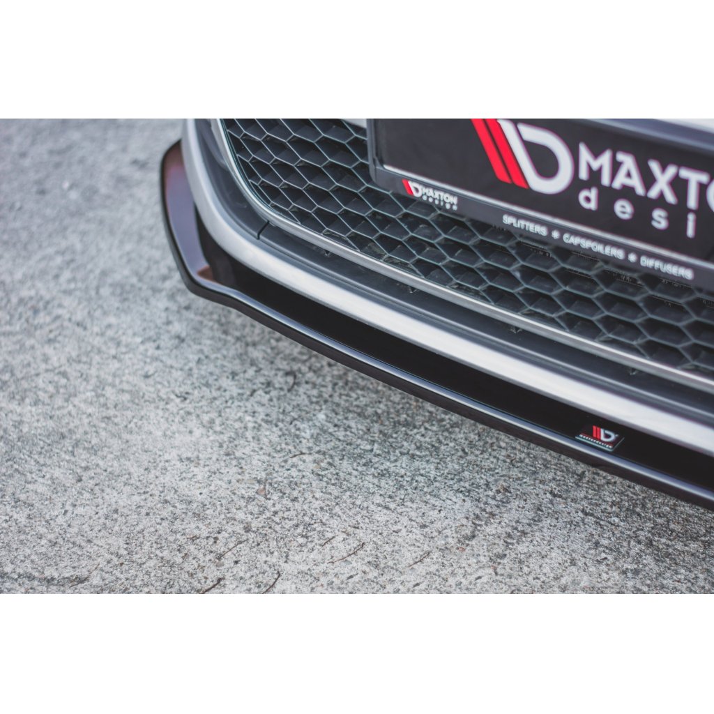 Maxton Design spoiler pod přední nárazník ver.2 pro Volkswagen Golf GTI Mk7, černý lesklý plast ABS