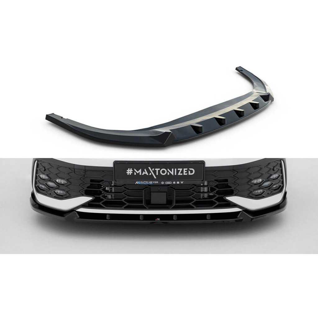 Maxton Design spoiler pod přední nárazník ver.2 pro Volkswagen Golf GTI Mk8 Facelift, černý lesklý plast ABS
