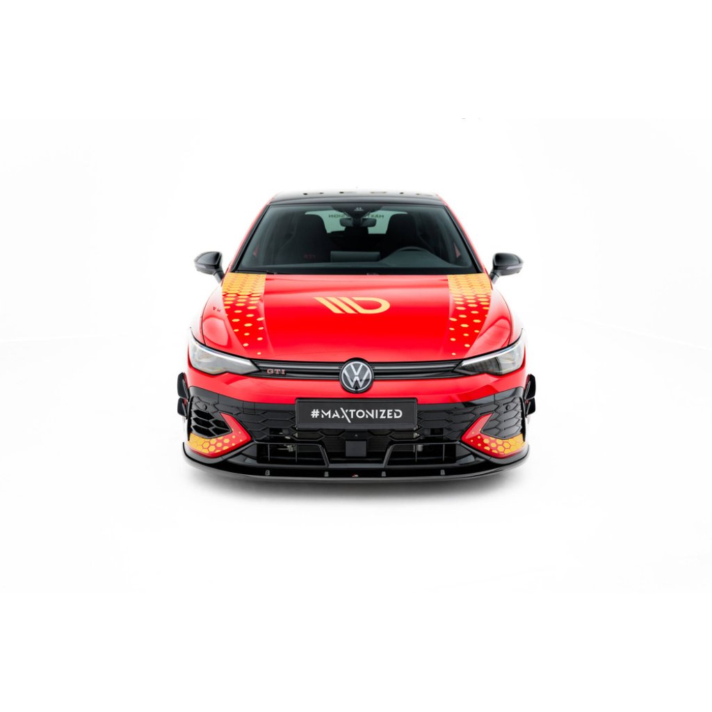Maxton Design spoiler pod přední nárazník ver.2 pro Volkswagen Golf GTI Mk8 Facelift, černý lesklý plast ABS, Clubsport