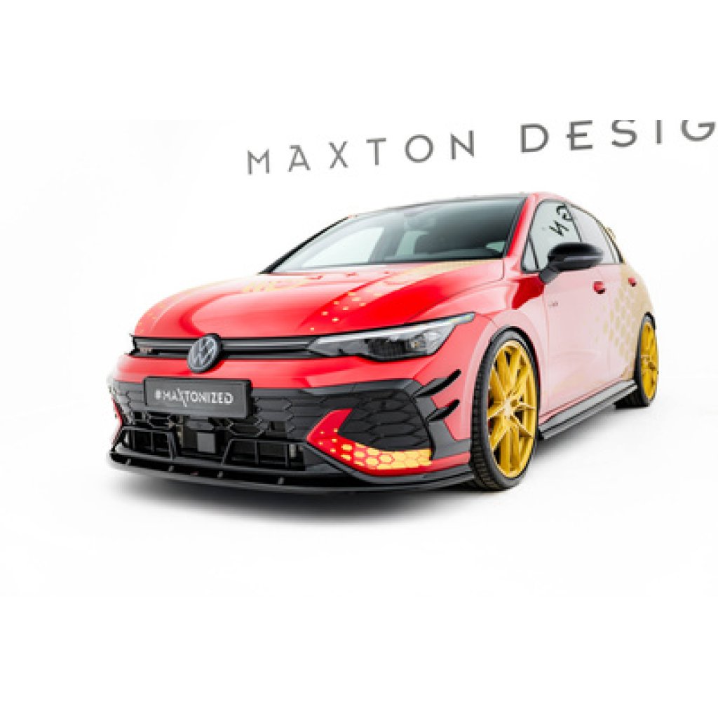 Maxton Design spoiler pod přední nárazník ver.2 pro Volkswagen Golf GTI Mk8 Facelift, černý lesklý plast ABS, Clubsport